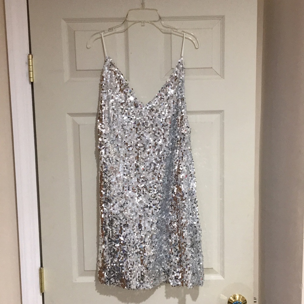 Silver sequined mini dress